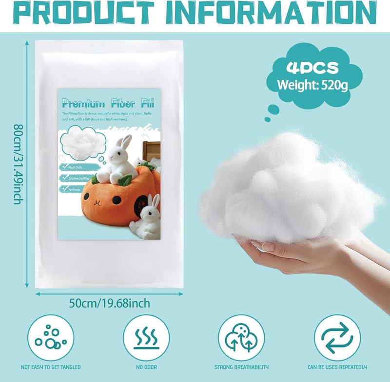 Dercuy Fiber Filling Stuffing, 520g/18.34oz Polyfill Stuffing,Stuffing for Pillows,Polyester Fiberfill Stuffing - Image 2